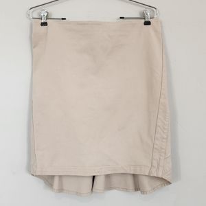 Armani Jeans Womens A Line Skirt Khaki Size 10 Pleated back Back Zip.